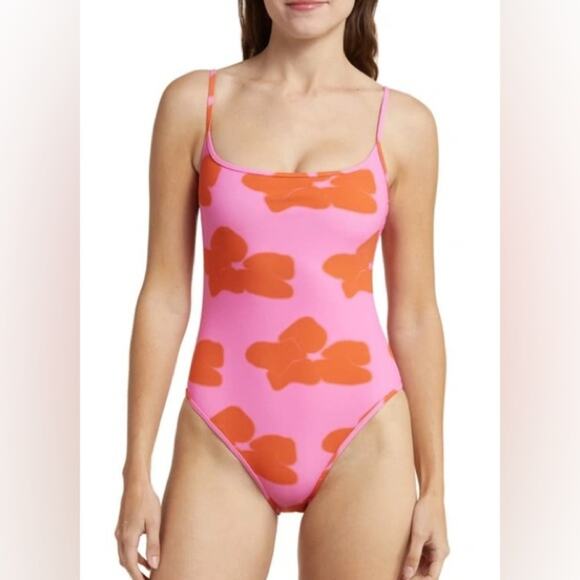 Nu Swim Floral One Piece Swimsuit Pink Size S New retails $242 - Picture 1 of 6